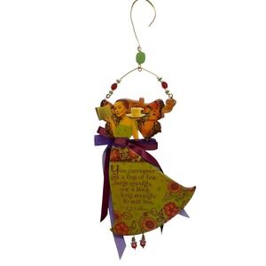 Laini Taylor 2007 Fairy Ornament C.S. Lewis Tea & Book Quote Whimsical Hanging